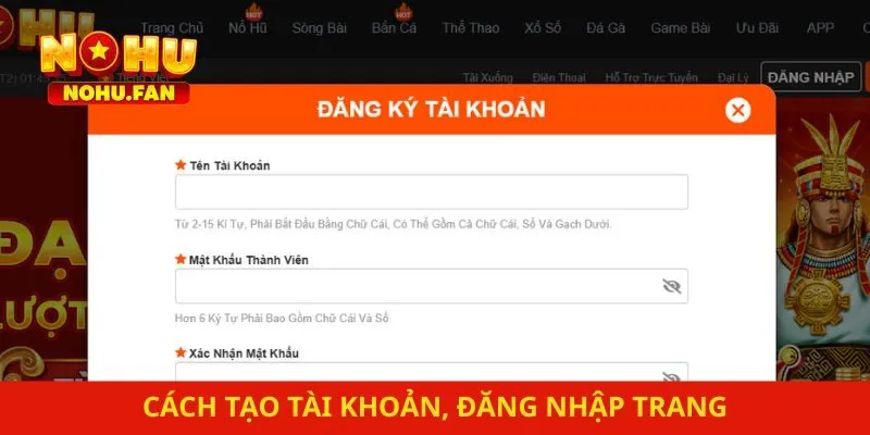 Cách tạo tài khoản, đăng nhập trang