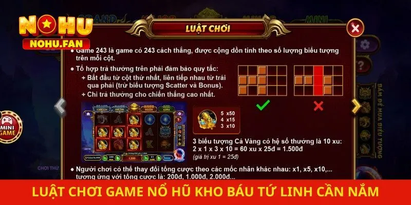 Luật chơi game nổ hũ kho báu tứ linh cần nắm