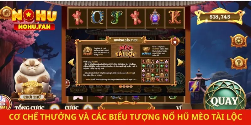 Cơ chế thưởng và các biểu tượng nổ hũ mèo tài lộc